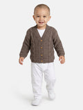 Boys' Brown Cable Knit Cardigan