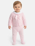 Baby Pink Knitted Set with Bow Detail
