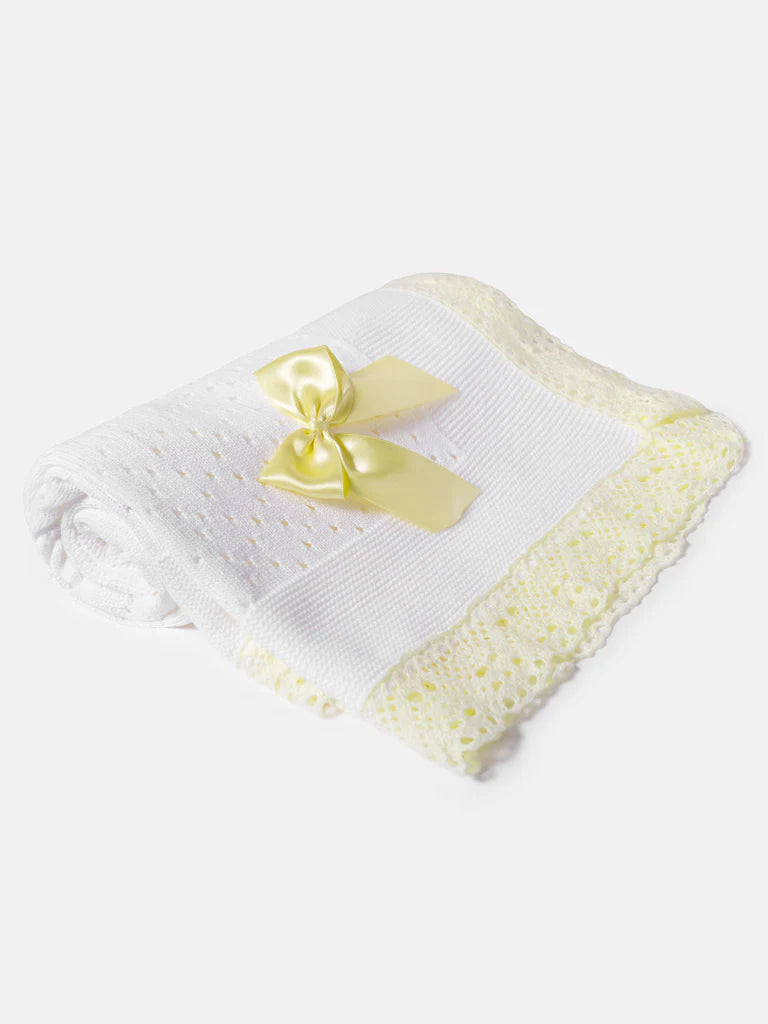 Baby Open Dot Knitted Spanish Blanket with Bow