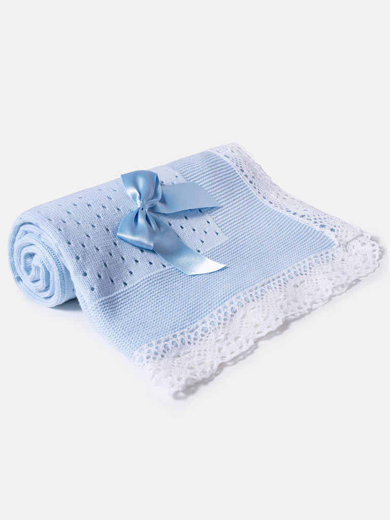 Baby Open Dot Knitted Spanish Blanket with Bow