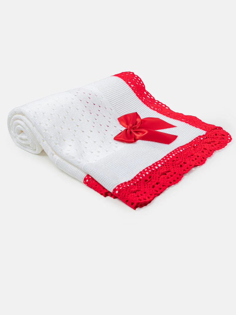 Baby Open Dot Knitted Spanish Blanket with Bow
