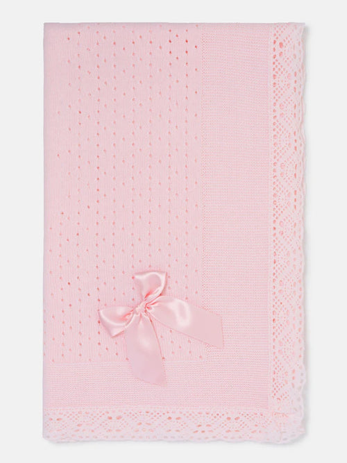 Baby Open Dot Knitted Spanish Blanket with Bow