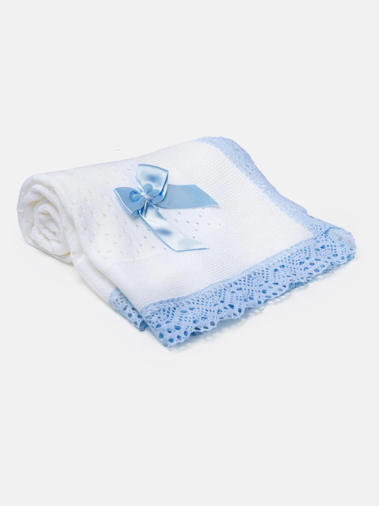 Baby Open Dot Knitted Spanish Blanket with Bow