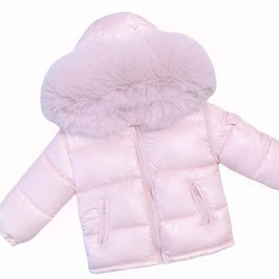 Girls' Pink Fur Hooded Coat