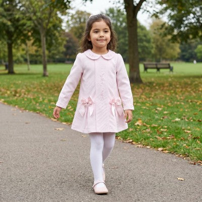 Pink Embroidered Long Sleeve Dress
