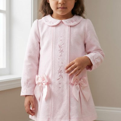 Pink Embroidered Long Sleeve Dress