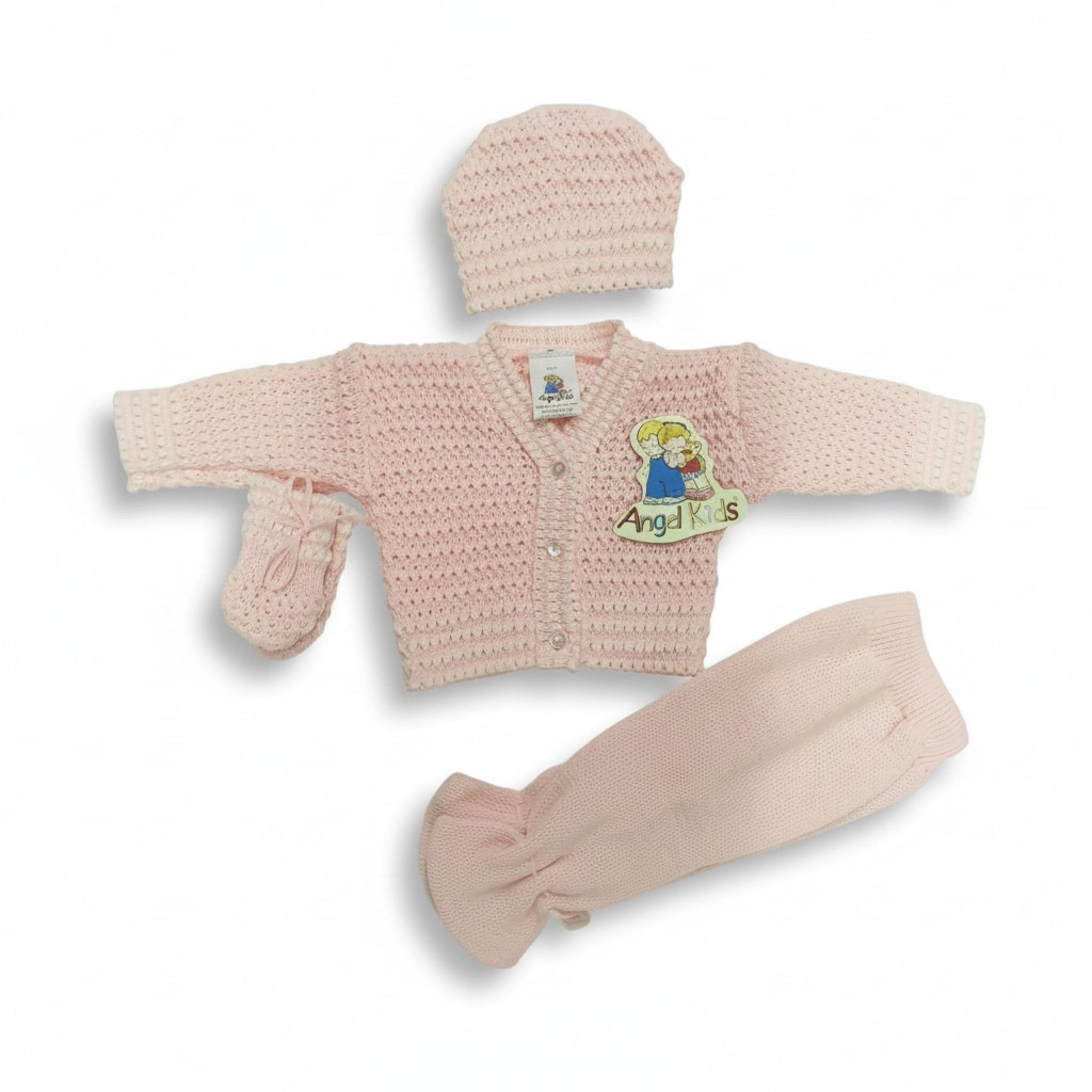 Baby 4-Piece Gift Box Set — Cardigan, Hat, Mittens & Trousers