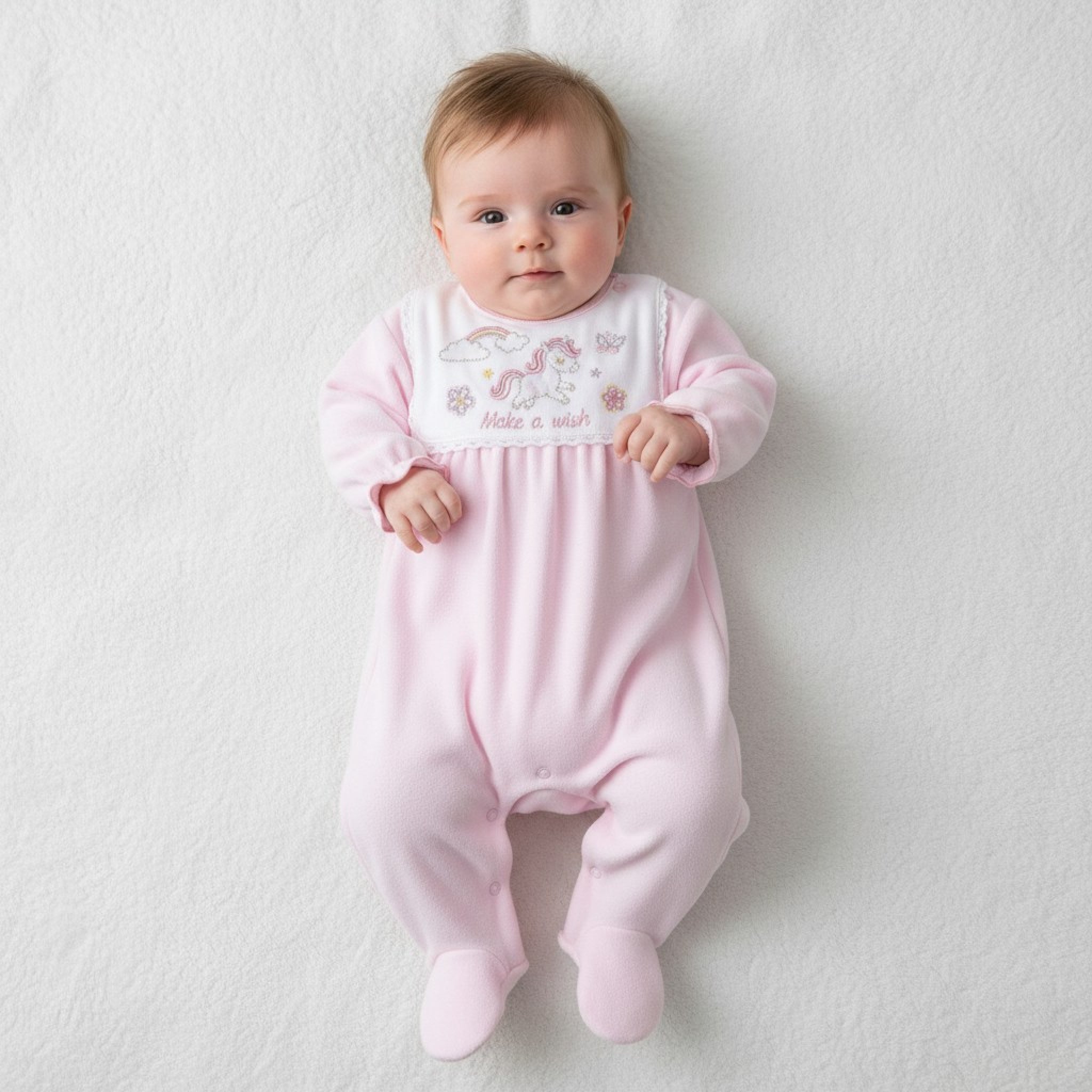 Velour Unicorn Sleepsuit – Baby Girl