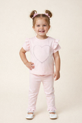 Girls Pink Heart Leggings & T-Shirt Set