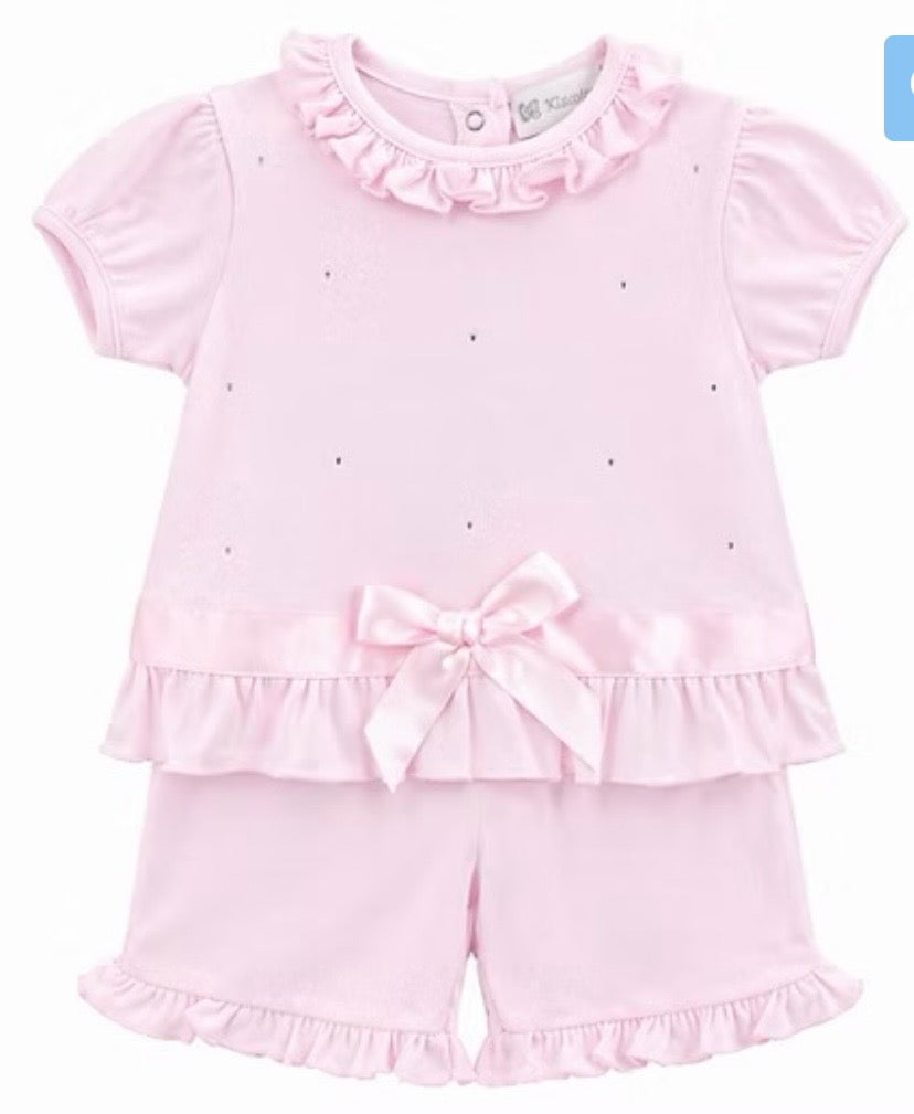 Kleo Kids Short Set with Bow Detail — Pink
