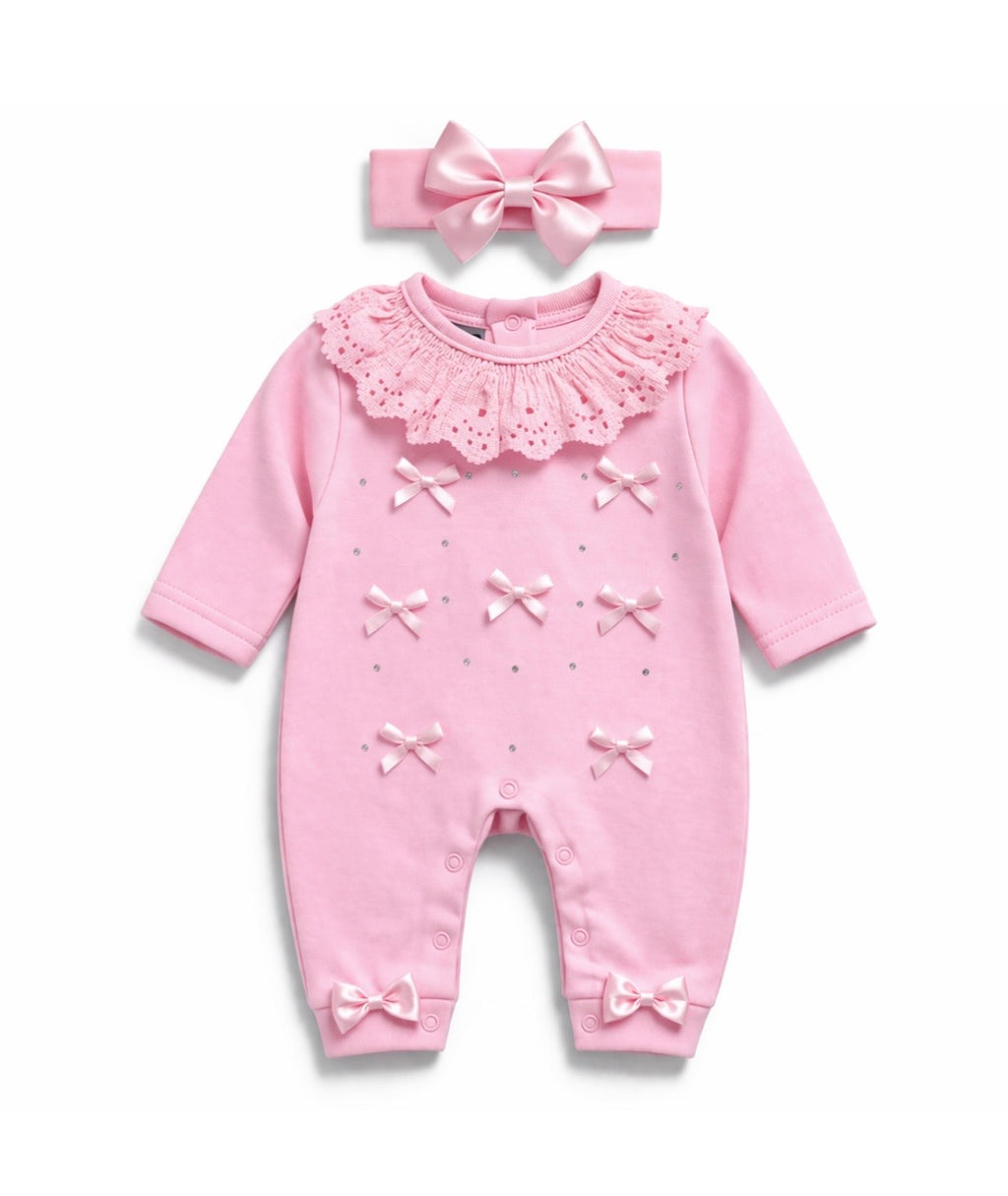 Pink Romper Set with Matching Headband