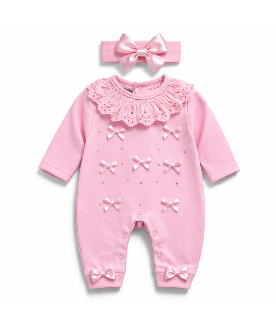 Pink Romper Set with Matching Headband