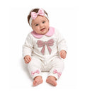 Ivory Bow Romper Suit with Matching Headband