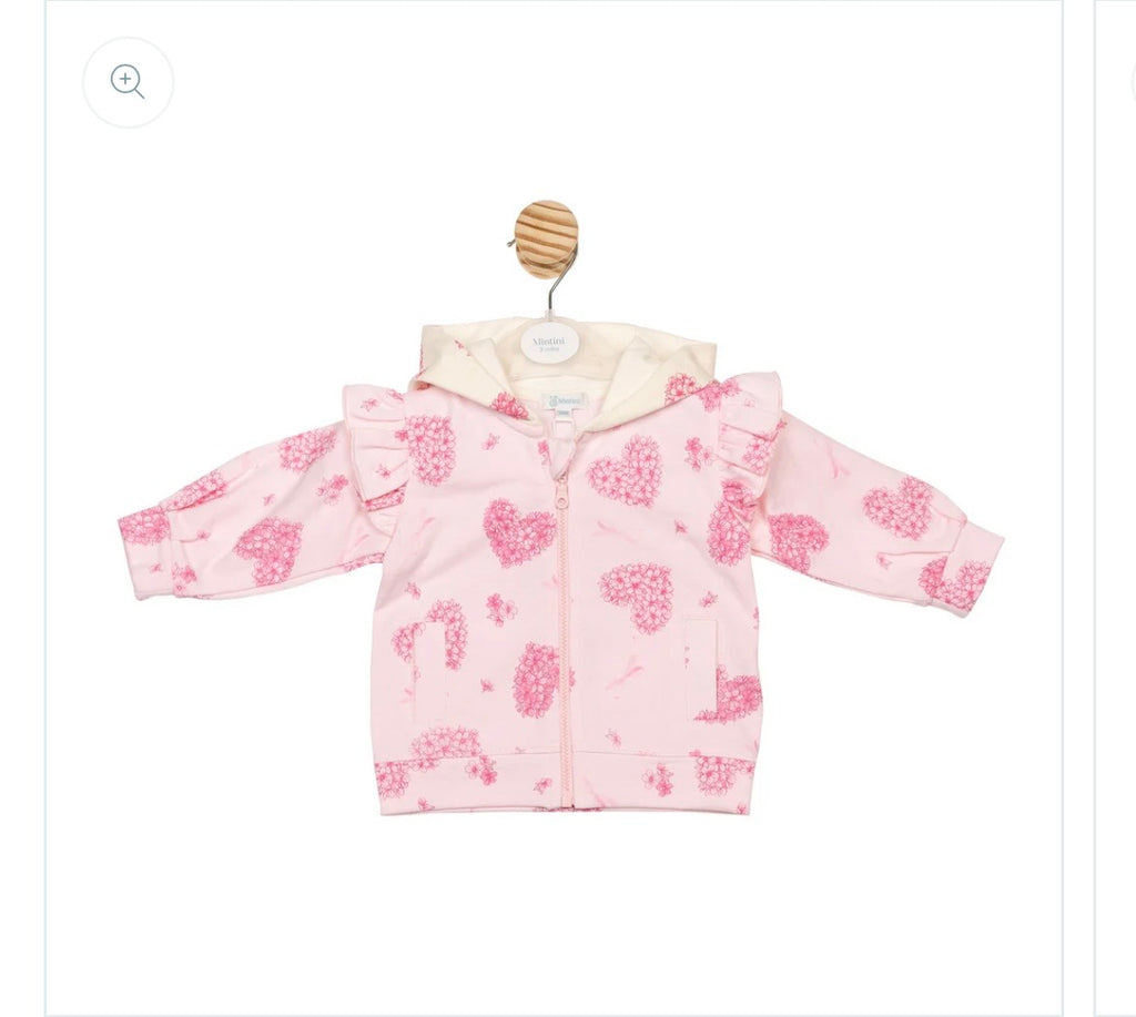 Mintini Baby Girls Pink Heart Zip-Up Hoodie