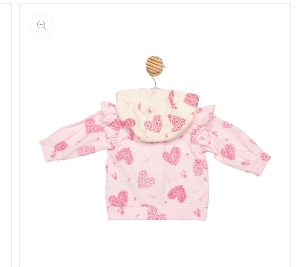 Mintini Baby Girls Pink Heart Zip-Up Hoodie