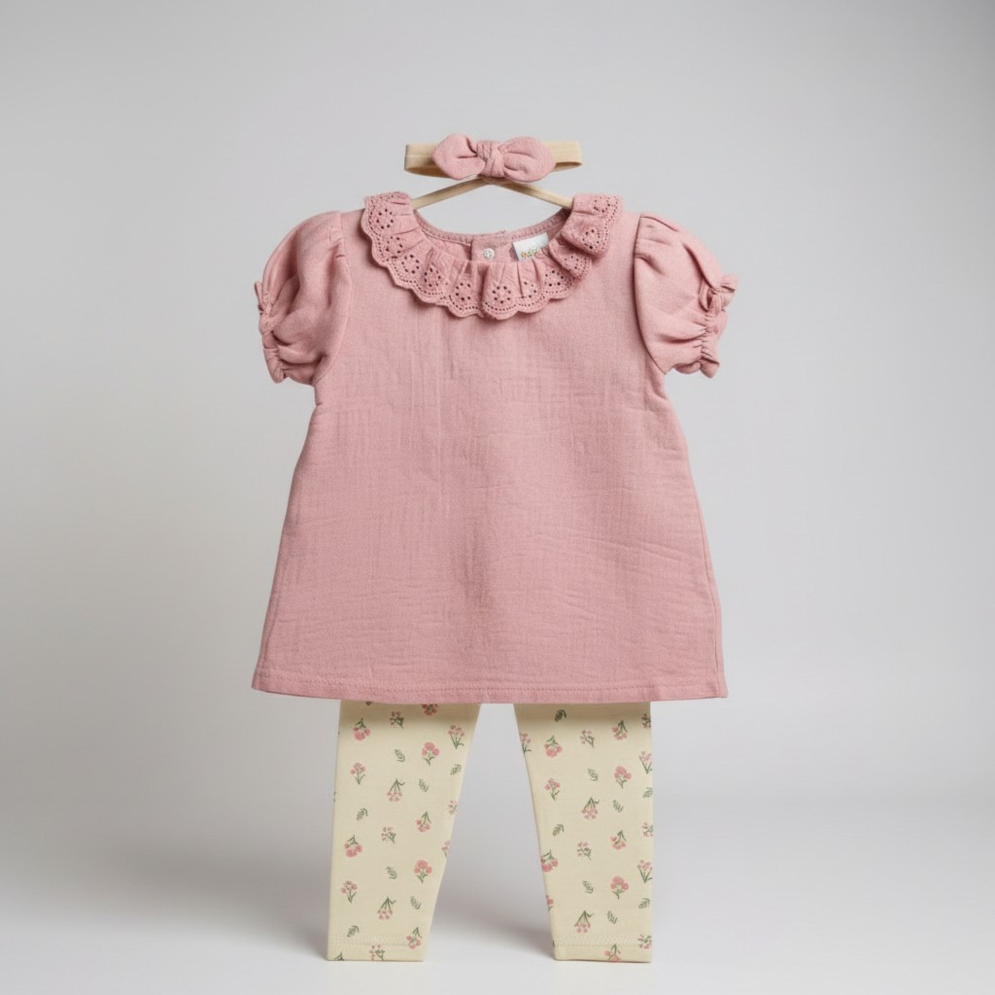 Muslin Floral Legging Set with Headband