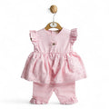Mintini Baby Pink Broderie Anglaise Trouser Set