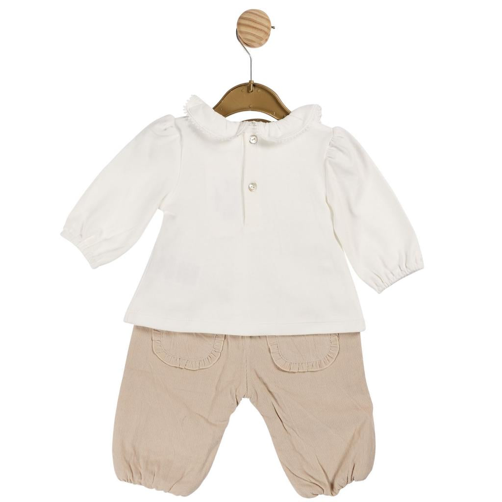 Mintini Baby Girls Ivory Corduroy Trouser Set