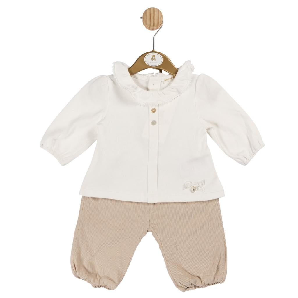 Mintini Baby Girls Ivory Corduroy Trouser Set