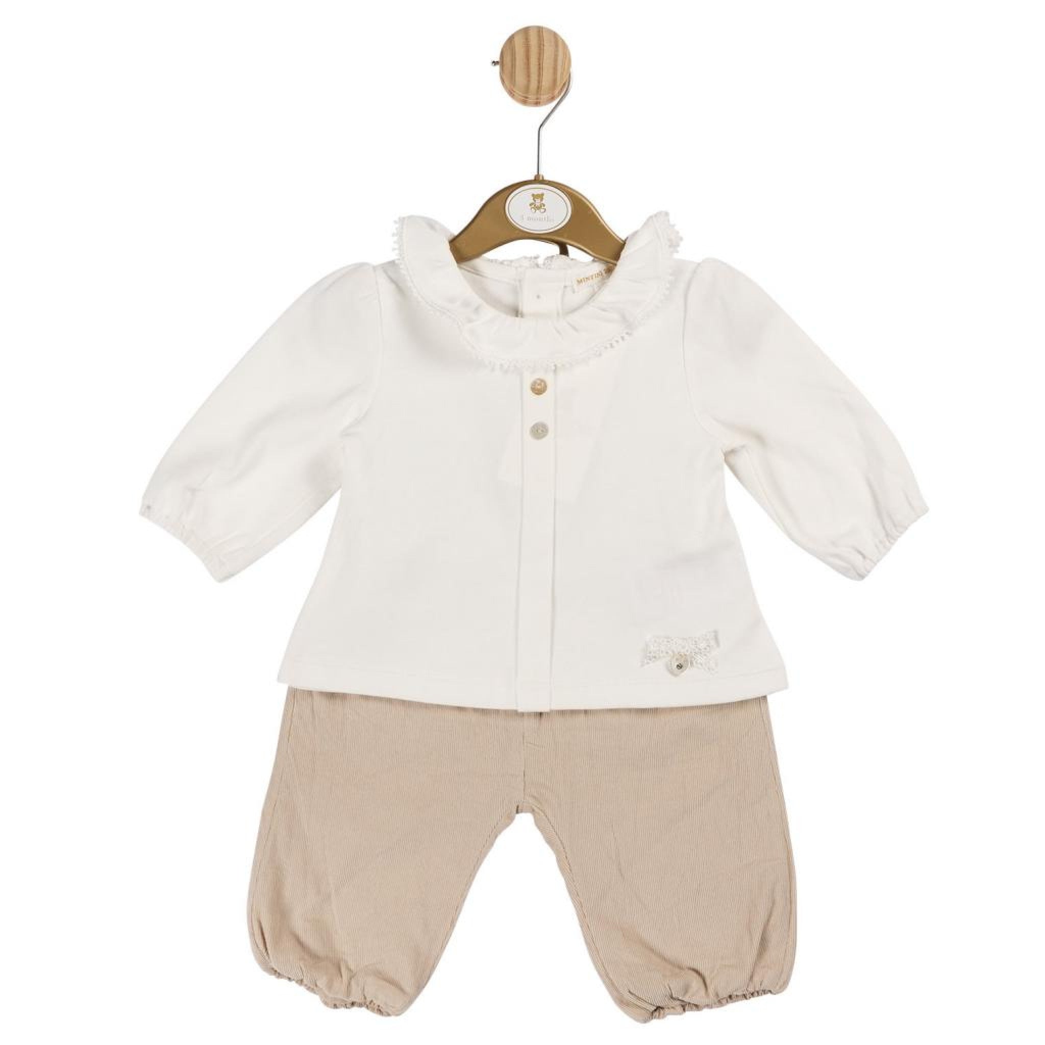 Mintini Baby Girls Ivory Corduroy Trouser Set