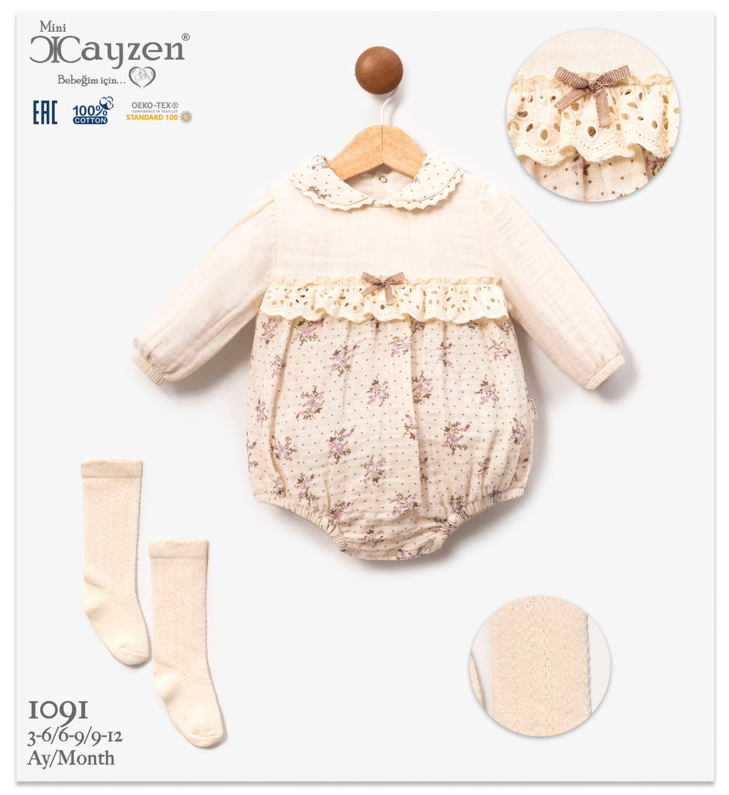 Floral Lace Bodysuit & Socks Set