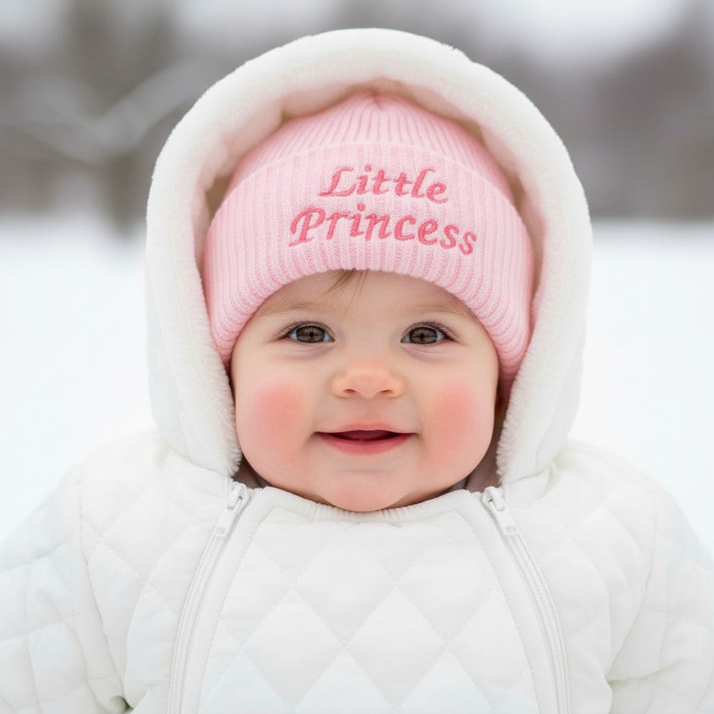 Baby Girl 'Little Princess' Knitted Beanie Hat | Newborn 0–3 Months
