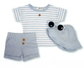 Baby Boy Summer Short Set with Hat & Sunglasses