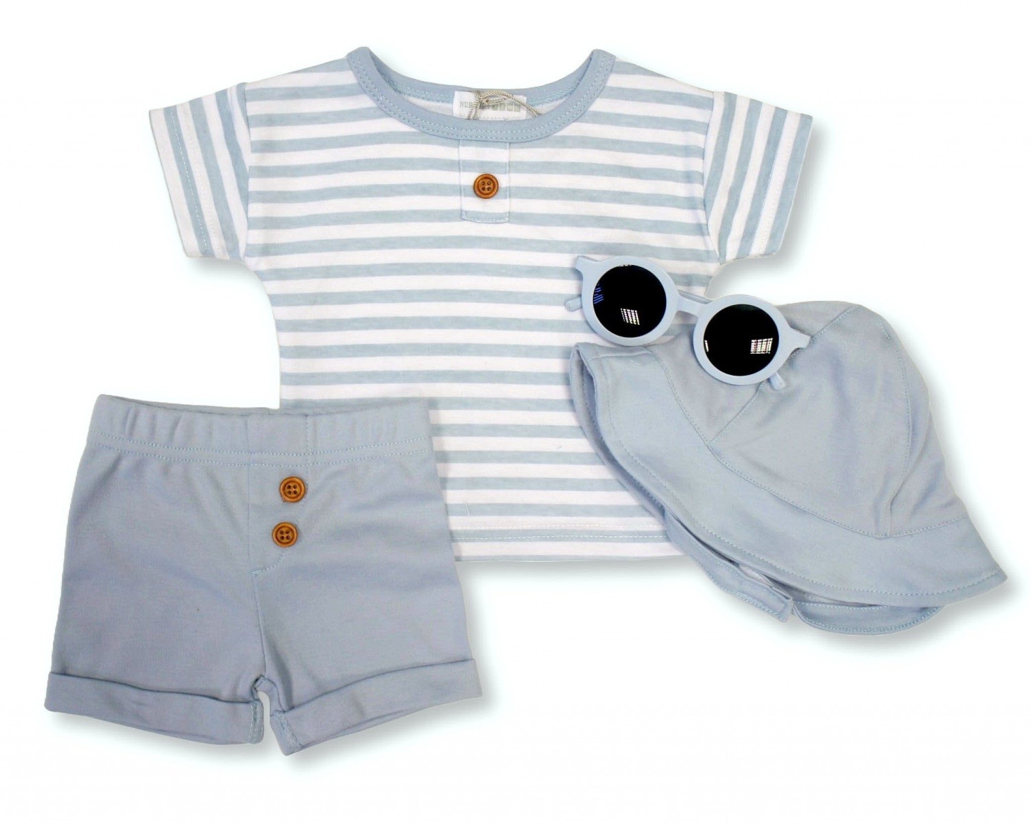 Baby Boy Summer Short Set with Hat & Sunglasses