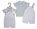 Baby Boys Striped Dungaree & Polo Shirt Set