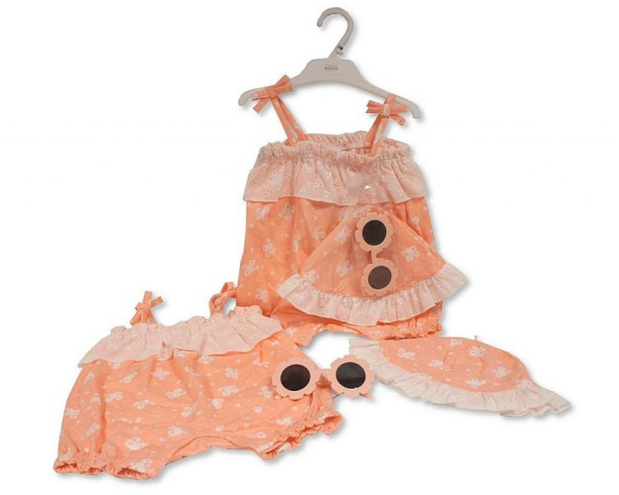 Baby Girls Butterfly Romper Set with Sun Hat & Sunglasses