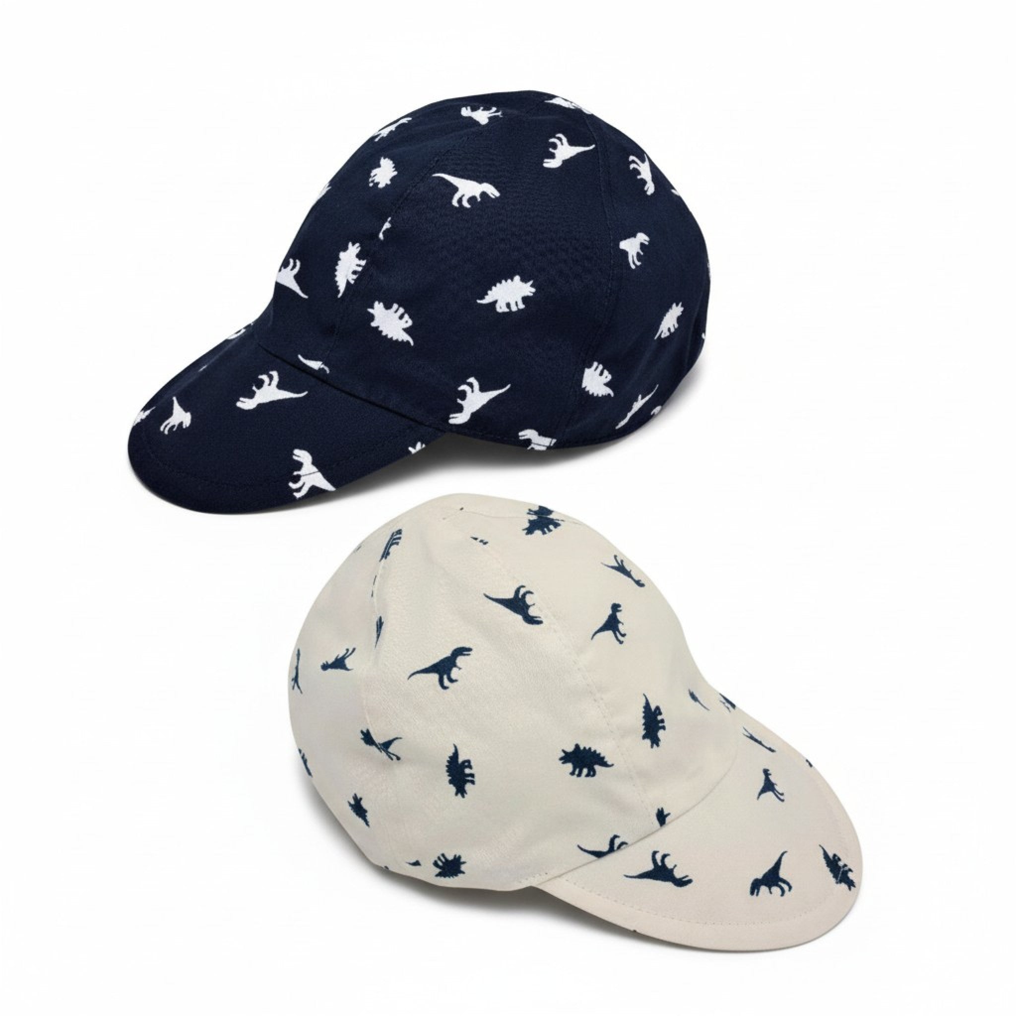 Baby Dinosaur Cap – Navy & White | 6–18 Months