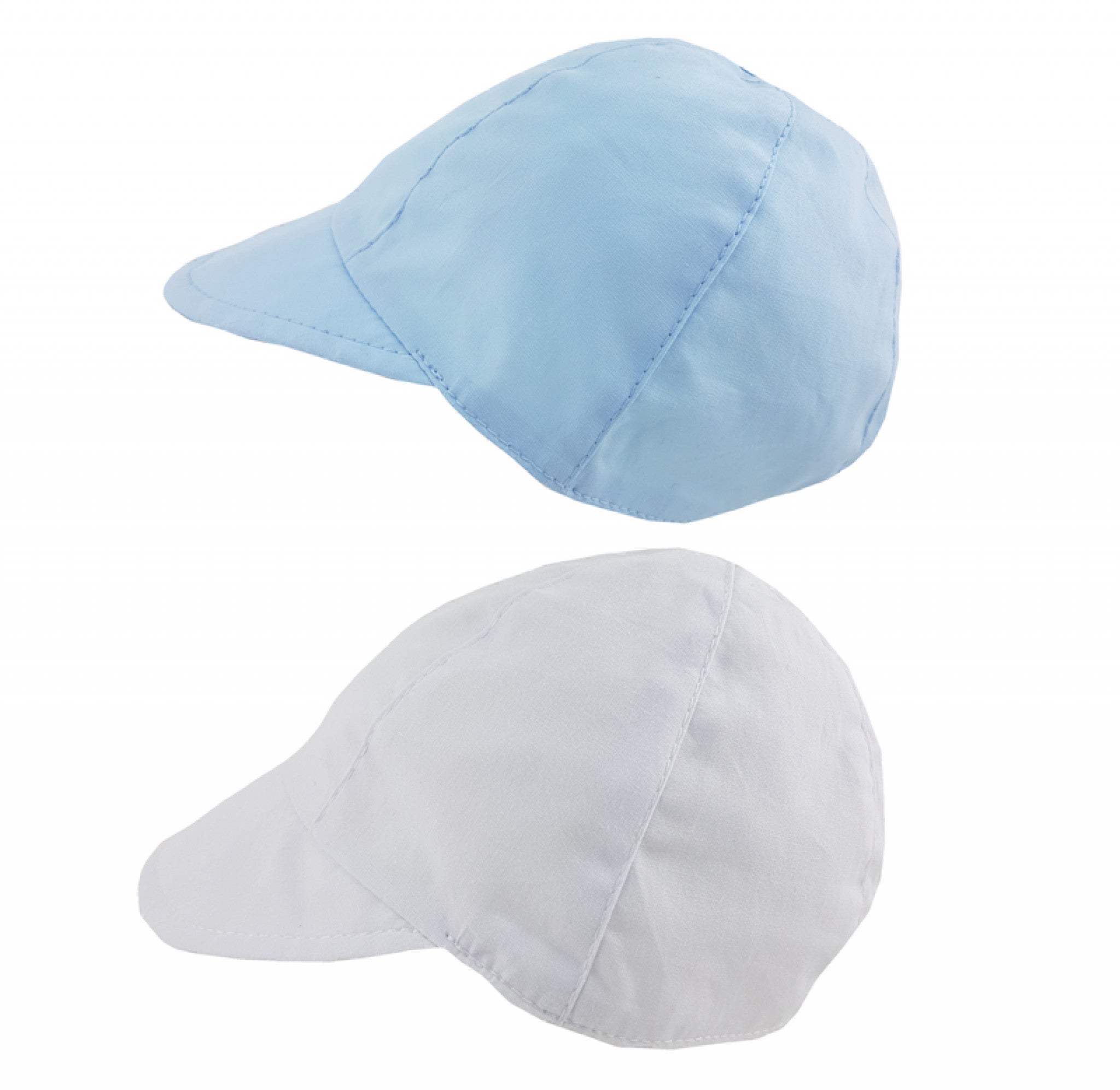 Baby Peak Cap – Blue & White | 0–6 Months