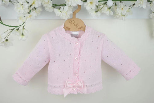 Baby Girl Pink Scallop & Bow Cardigan