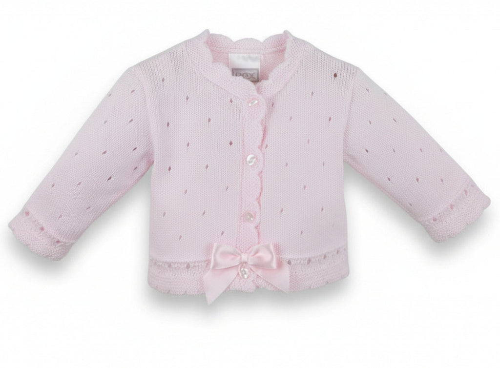 Baby Girl Pink Scallop & Bow Cardigan