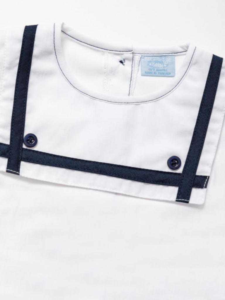 Navy & White Sailor Suit Romper — Baby Boy