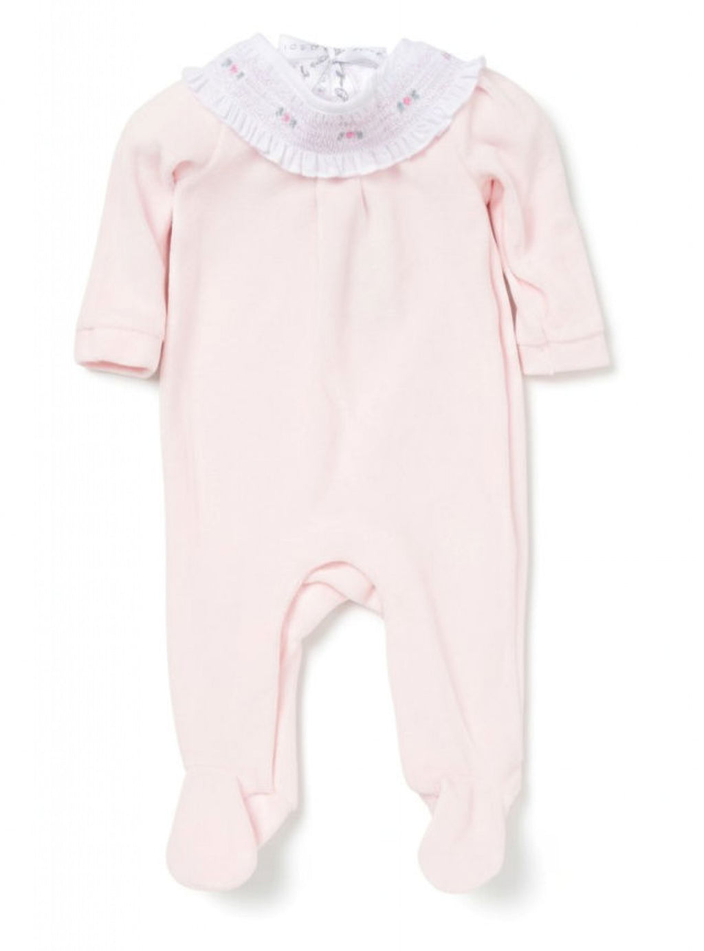 Pink Velour Frilled Neck All-in-One