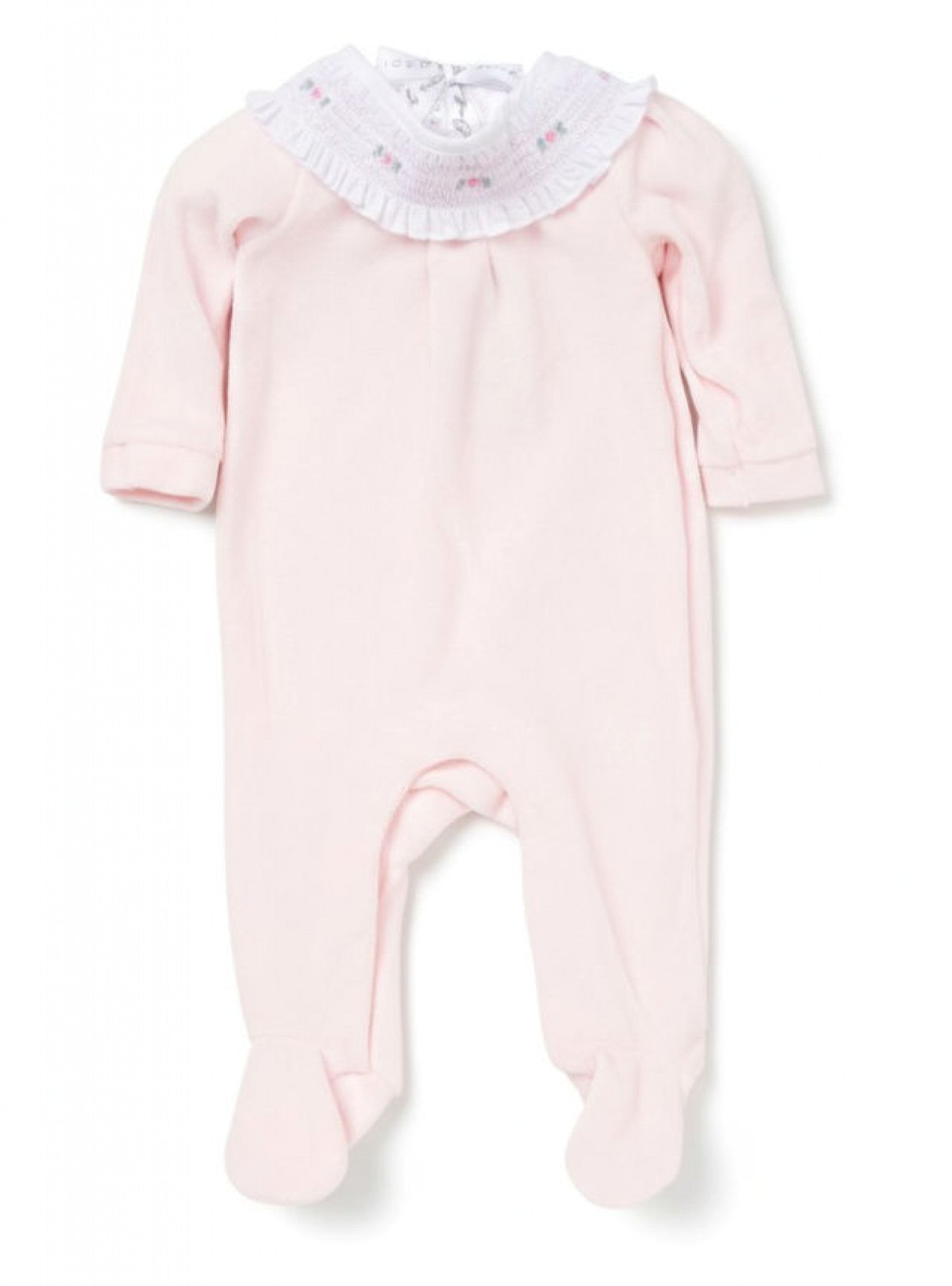 Pink Velour Frilled Neck All-in-One