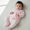Pink Velour Frilled Neck All-in-One