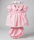 Pink Smocked Dress Set with Matching Knickers & Headband