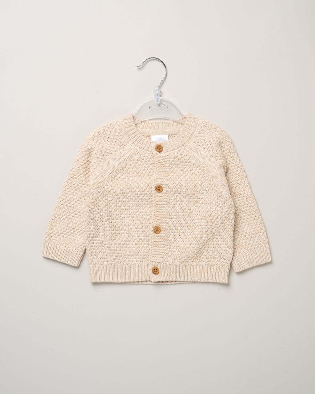 Baby Snuggle Bear Knitted Cardigan | Contrast Buttons & Bear Appliqué | 0–12 Months