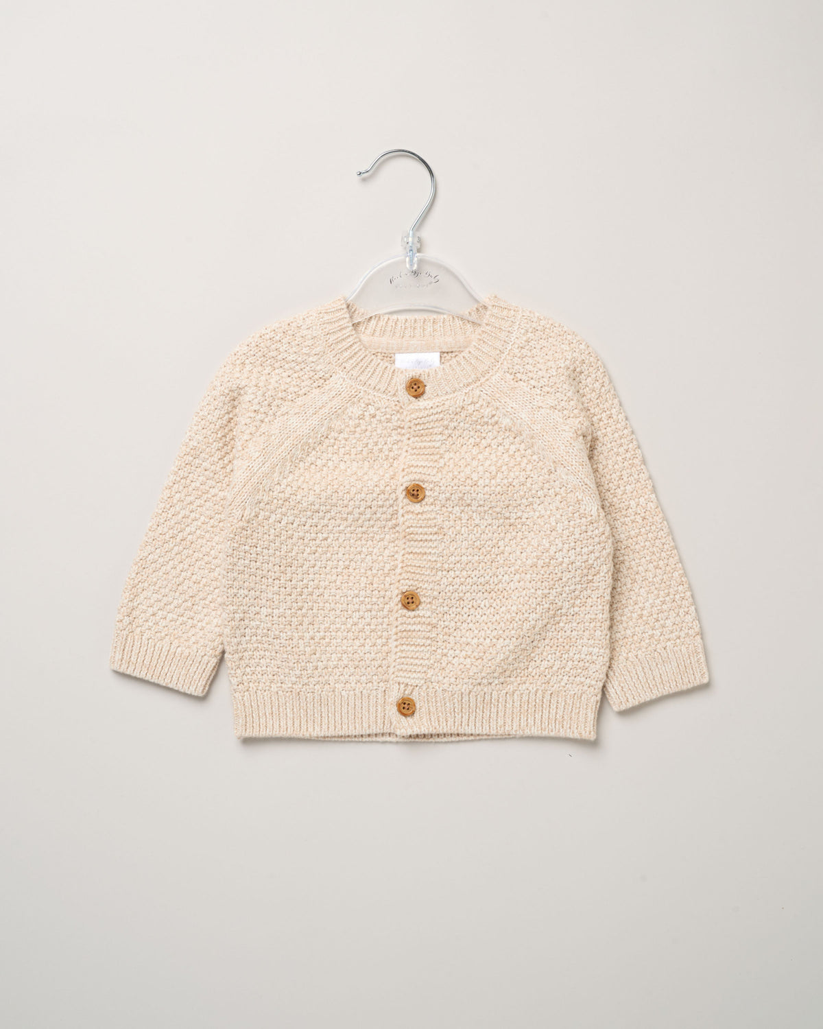 Baby Snuggle Bear Knitted Cardigan | Contrast Buttons & Bear Appliqué | 0–12 Months