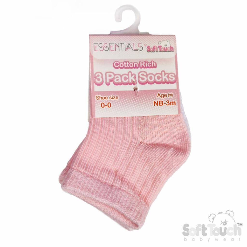 Baby Girl Pink Socks — 3 Pack