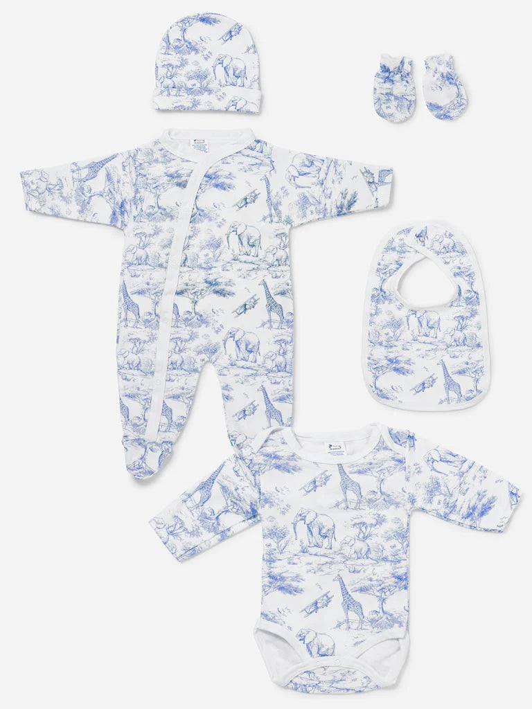 Blue Safari 5-Piece Baby Gift Set
