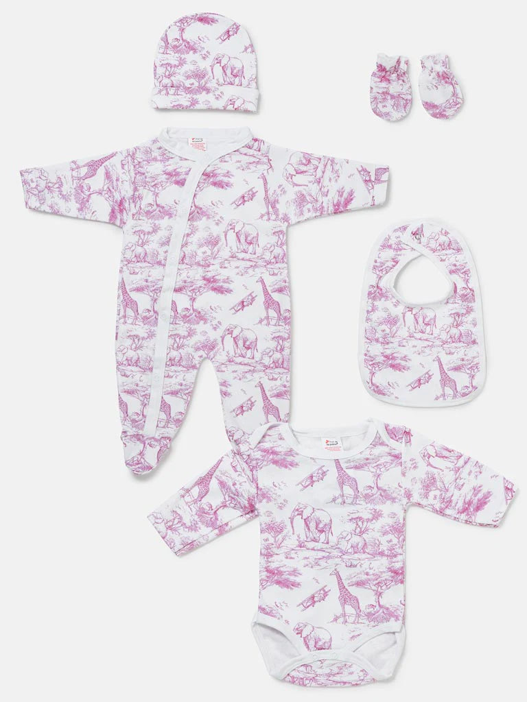 Pink Safari 5-Piece Baby Gift Set