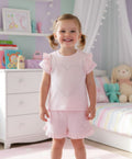 Visara Girls' Pink Heart Diamanté Short Set
