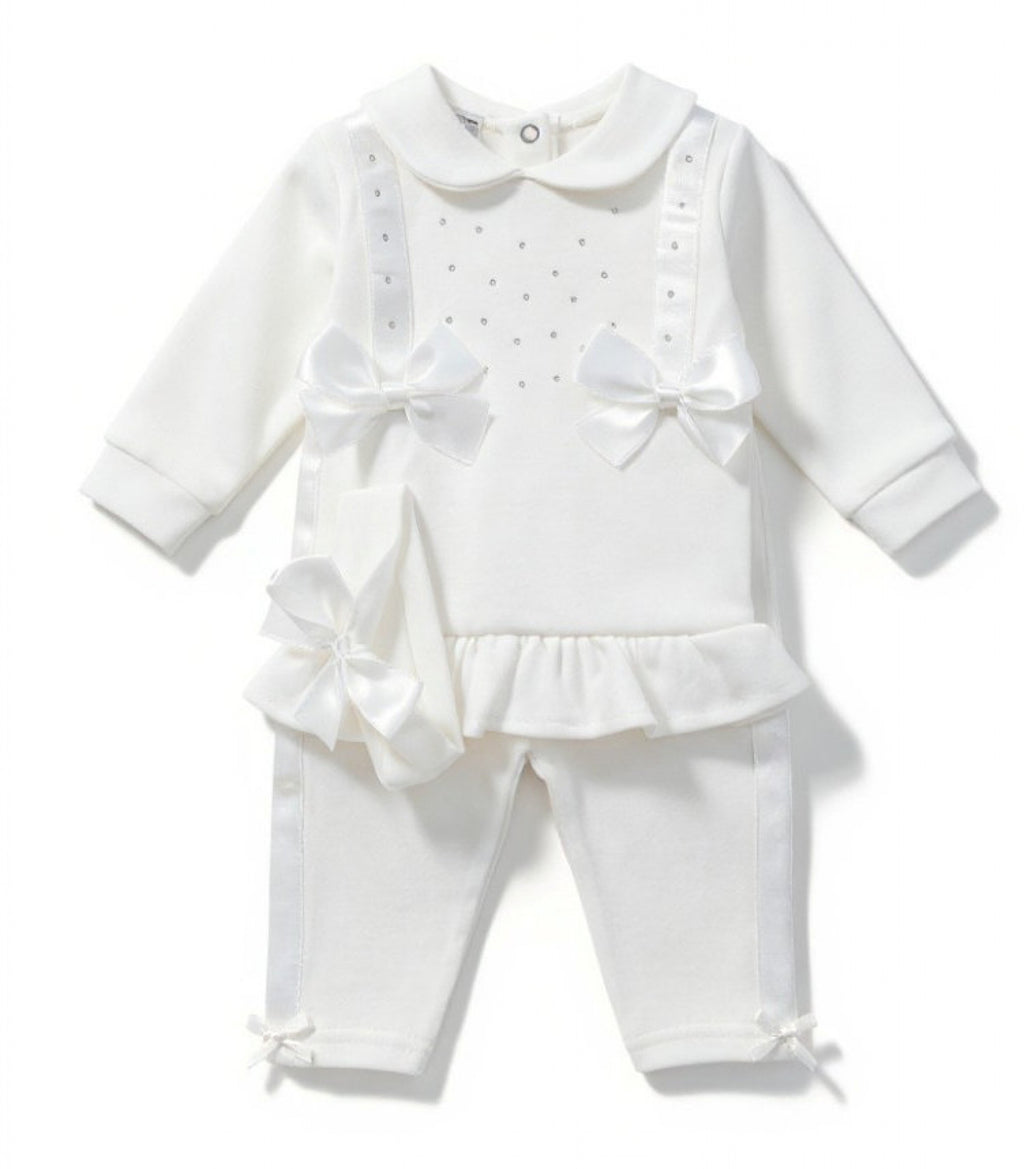 Visara Baby Girl Sparkle & Bows 3-Piece Set — Leggings, Top & Headband
