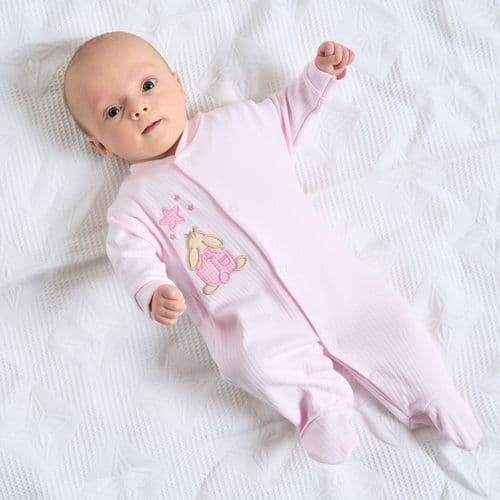 Rabbit & Star Ribbed Sleepsuit – Baby Girl