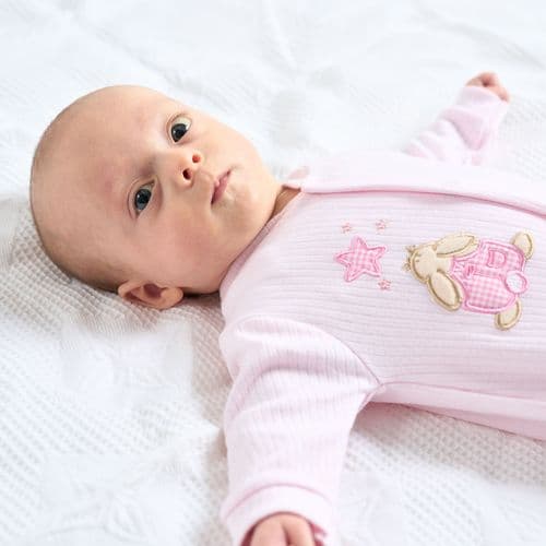 Rabbit & Star Ribbed Sleepsuit – Baby Girl
