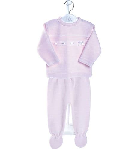 Girls Satin Bow Knitted 2-Piece Set