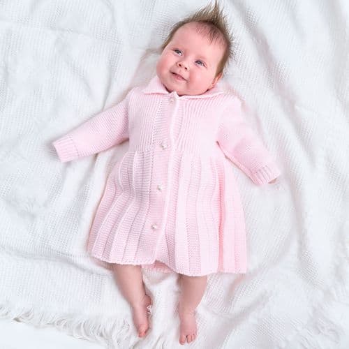 Girls Pearl Button Knitted Baby Coat
